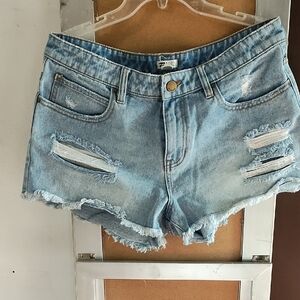 Billabong Light Blue Distressed Denim Cutoff Shorts